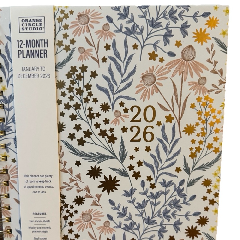 Orange Circle Studio Planner 2026 12 month Monthly Planner 10x8” Floral